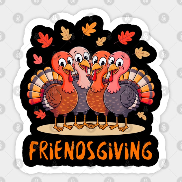 Turkey Friends Thanksgiving Hug Sticker by Creatifly Graphic Tees